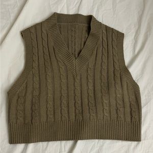 cute grandpa cable knit khaki sweater vest